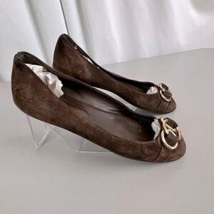 BALLY WOMENS BROWN SUEDE FLATS SIZE 39/8 1/2